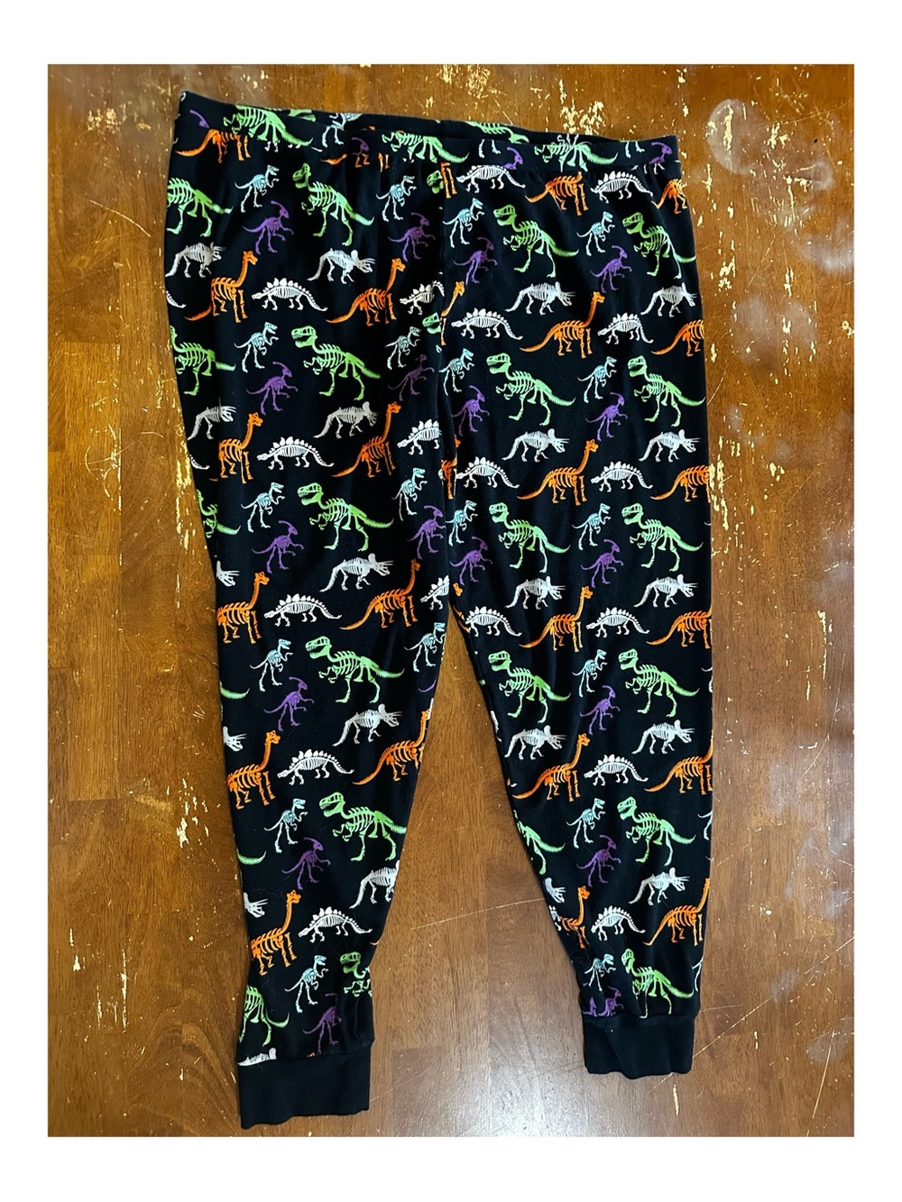 Hyde and Eek! Men’s XL  Halloween Black PJ Pants with Dinosaur Skeleton Print